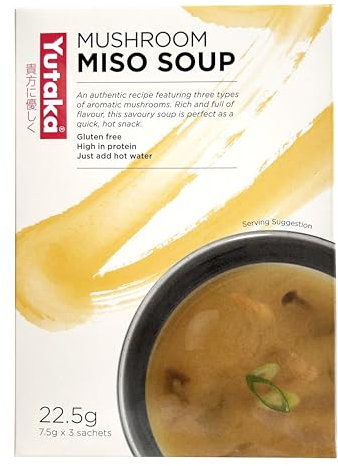 Yutaka Instant Miso Soup with Mushroom 22.5g (7.5g x 3 sachets) | Authentic Taste | Gluten Free | Ready in Seconds