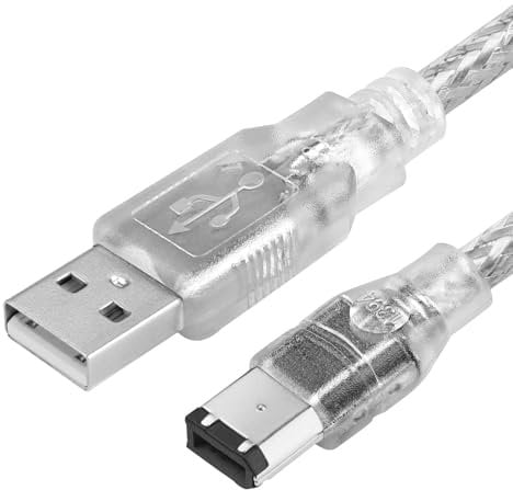 Herfair Câble USB vers mâle 6 broches, adaptateur de transfert de données, convertisseur iLink FireWire 400 DV pour ordinateur portable vers caméscope, caméra DV, 1,8 m