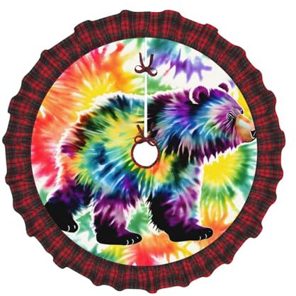 Bär tanzender Batikdruck Weihnachtsbaum Dekoration Rock Weihnachtsbaum Basis Abdeckungen Ornament für Urlaub