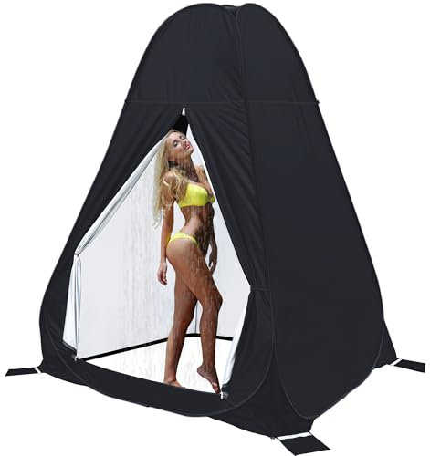 MAXVINI Cabine de Douche Camping Pop Up 213×150×150cm Plus Grande Tente de Douche Camping Portable Tente Douche Toilette Anti-UV WC Privée Tent Waterproof Cabine de Douce pour Le Camp, la Plage-Noir