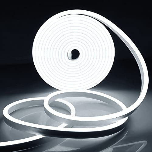 Lamomo LED Streifen 5M, Neon Dimmbar LED Strip, Weiß Wasserdicht 6000K Led Leiste, Silikon Flexibel Outdoor Lichtleiste, Flexibel Indirekte Beleuchtung für Innen Aussenbereich Heim Küche Deko