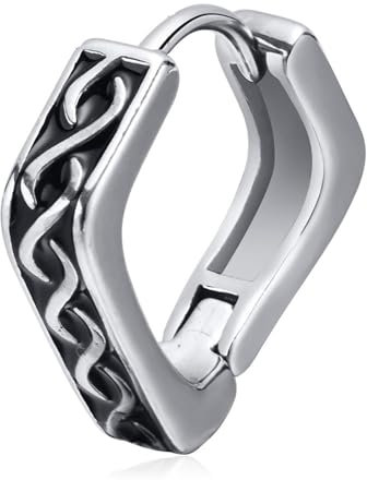 Ohrringe Damen Creolen, Damen Ohrringe Urlaub Silber Retro-Muster 1 Stück Edelstahl