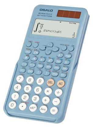 OSALO Wissenschaftlicher Taschenrechner, Nicht programmierbar, Blau | OS-991ES Plus II, Schule, 417 Funktionen, Bruchrechnung, 10+2-stelliges Display, Solar und Batterie Rechner, Schiebedeckel