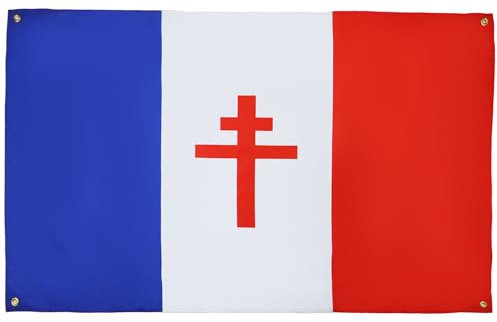 AZ FLAG Bandiera Francia libera 1940-1944 150x90 cm con 4 occhielli, Padiglione Francese Resistenza per balcone o parete