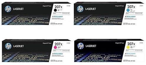 HP Original 207X Toner Multipack Set 4er Pack mit hoher Ergiebigkeit, Schwarz, Cyan, Magenta, Gelb, kompatibel mit: LaserJet Pro M255, M282, M283, mit Hologramm in Originalverpackung