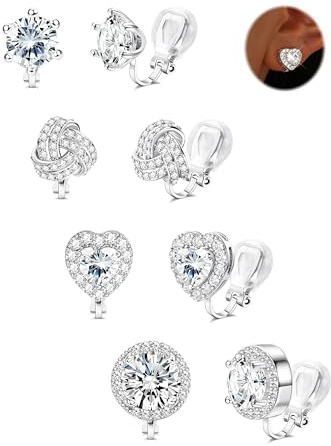 FIOROYAL Ohrclips Damen Ohne Ohrlöcher- Gold Silber Clip Ohrringe Kinder Mädchen -Hypoallergen Klipp ohrringe Set Zirkonia/Blumen/Twist/Herz/Perle Fake Ohrringe Modeschmuck Geschenk S3