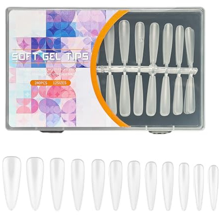 Extra Long Fake Nails Almond/Stilettos Gel Nails Tips 12 Sizes Full Covers Artificial False Tips Press On Almond Fake Nail