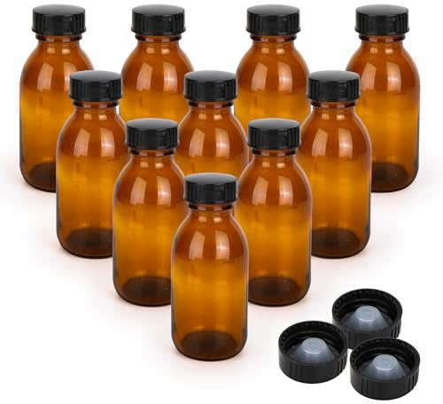 WeeGoo 10 Pcs 100 ml Amber Glass Dropper Bottle, Square Brown Bottle | Refillable, Essential Oil Bottles with Funnel and Sticker, for Aromatherapy, Perfumes, Massage Oils