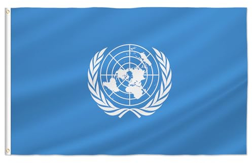 PTEROSAUR Drapeau des Nations Unies 1,2 x 1,8 m – Drapeau international des Nations Unies en polyester avec œillets en laiton pour une utilisation en intérieur et en extérieur