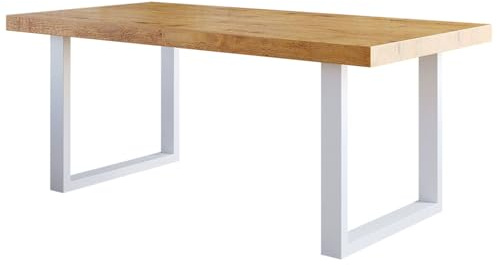 FURNEO | Esstisch - Ausziehbarer Tisch - Klapptisch Esstisch - ausziehbar - mit Metallbeinen - Loft (Lancelot, 80x120x220, Weiß)