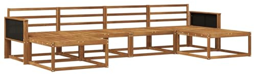 vidaXL Outdoor-Sofagarnitur 6 pcs Natur Massivholz Akazie, Moderne Akazien-Gartenmöbel, wetterfester Sofa-Set, stylische Sitzgelegenheit für Terrasse und Pool