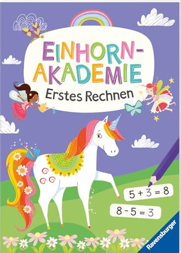 Ravensburger Einhorn Akademie Erstes Rechnen - Rätselbuch ab 6 Jahre, Rechnen lernen, Einhorn Buch