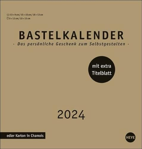 Bastelkalender 2024 Premium gold mittel. Blanko-Kalender zum Basteln mit Spiralbindung und Monatskalendarium. Foto- und Bastelkalender 2024.