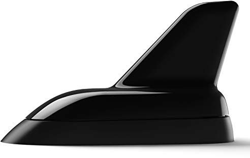 Navitec24 Auto Antenne Shark FM Radio Funktion inkl. Verstärker Dachantenne schwarz Glanz