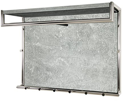 HAKU Möbel Wandgarderobe betonoptik, Chrom, MDF, Metall - Maße: B 80 cm x H 60 cm x T 30 cm, Style: Modern