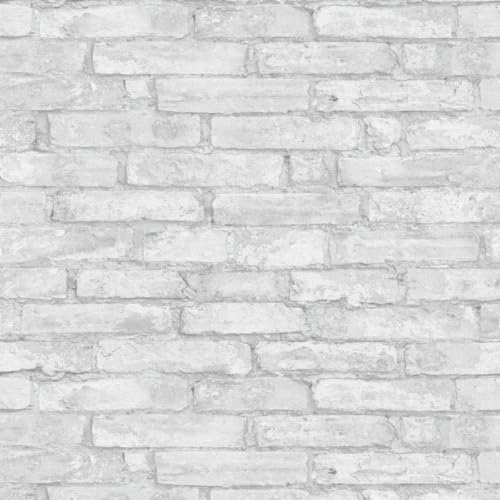 BRICOFLOR Vlies Mauertapete in Hellgrau | Moderne Tapete in Steinoptik ideal für Küche und Wohnzimmer | Vlies Steintapete in Mauer Optik
