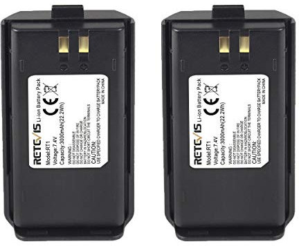 Retevis RT1-Funkbatterien Original Li-Ion-Batterie 3000 mAh 7,4 V DC für Walkie Talkie Retevis RT1-Funkgeräte (2 Stück, Schwarz)