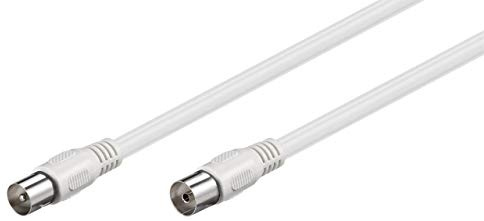 Goobay Antennenkabel (Class A, 85 dB), 2X geschirmt; Antennenkabel (Class A, 85 dB), 2X geschirmt, 2 m, Weiß - Koax-Stecker > Koax-Buchse (vollständig geschirmt)