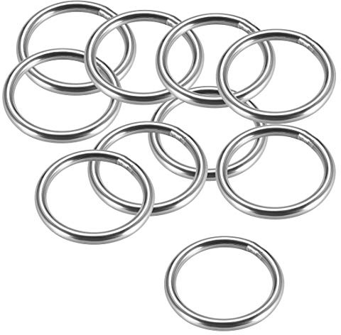 sourcing map 10 Stücke Geschweißter O Ring Umreifungsringe Edelstahl 40 x 4mm