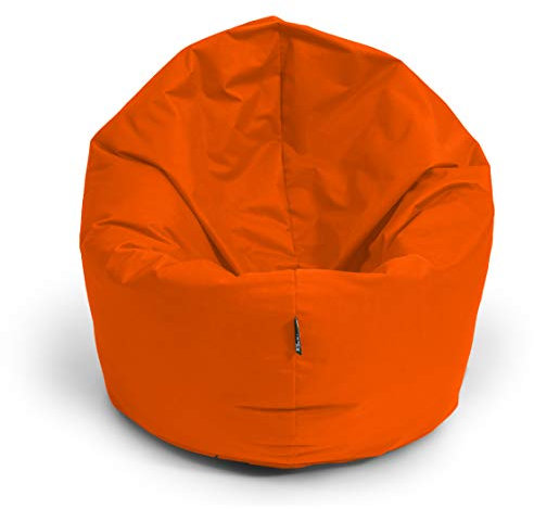 BuBiBag Sitzsack M - XXL 2-in-1 Funktionen mit Füllung Sitzkissen Bodenkissen Kissen Sessel BeanBag (145cm Durchmesser, Neonorange)