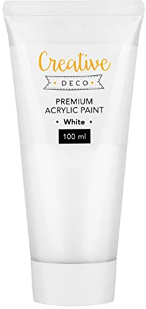 Creative Deco Peinture Acrylique Blanc | Tube 100 ML | Peinture Enfant | Toile Peinture | Peintures pour Artiste | Peinture Bois | Effet Mat