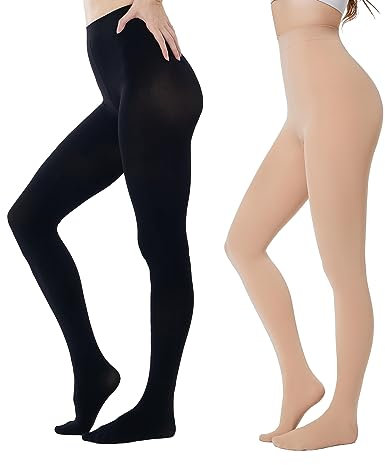 HeyUU Ladies Collants semi-opaques colorés 80 DEN Collants de soutien en microfibre(Noir/Beige,L-XL)