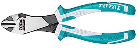 TOTAL - Pinza da Taglio Diagonale Rinforzata | 180 mm | Taglia Materiali Duri e Resistenti | Per Filo, Cavi, Chiodi o Viti | Realizzata in Cromo Vanadio | Manico Bimateriale