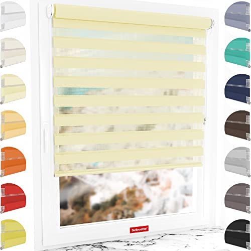 Schuette® Rollo ohne Bohren & mit Bohren 2in1 ● Tag & Nacht Doppelrollo Kollektion: Light Apricot (Beige) ● 115 x 230 cm (Breite x Höhe) ● Suprafix Klemmrollo = Klemmfix 2.0 ● 60s Montage mit Video