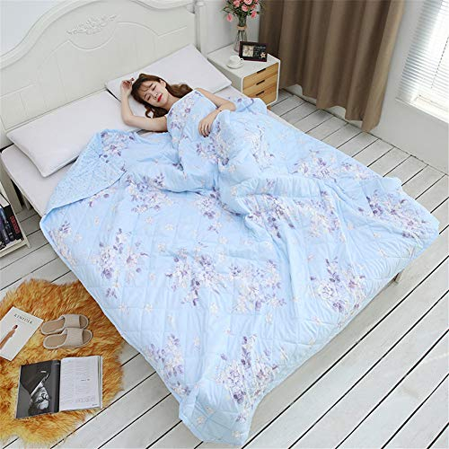FANSU Tagesdecke Bettüberwurf Steppdecke Mikrofaser Doppelbett Einselbetten Gesteppt Bettwäsche Sofaüberwurf Wohndecke Bettdecke Stepp Gesteppter Quilt (Blaue Blume,200x220cm)