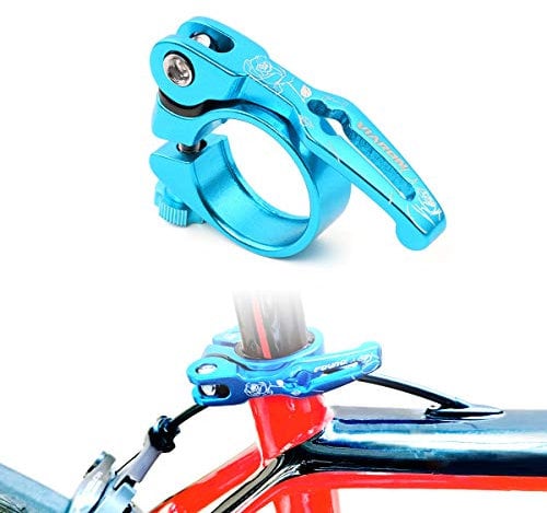 Lohas Select Aluminum Alloy Bicycle Quick Release SeatPost Clamp 34.9mm 31.8mm MTB Bike Road Bike Casual Bike Seatpost Clamp (Blue, 1.37in(34.9mm))
