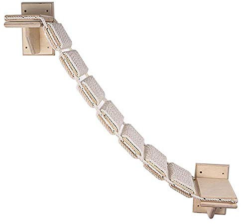 YITON Kratzbäume Katze Roped Cat Bridge Klettergerüst Wandmontage Holz Kratzbaum Haus Bett Sisal Scratching Post Jumping Bridge 1Set