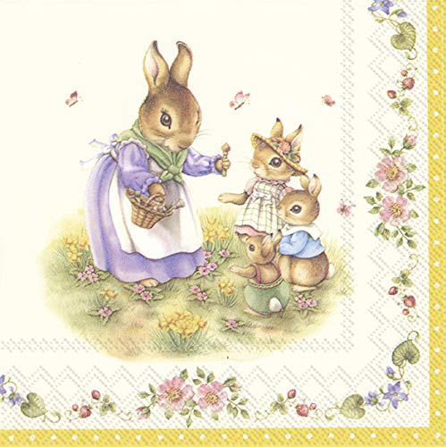 20 Servietten M?rchenhafte Hasenfamilie | Ostern | Tischdeko 33x33cm