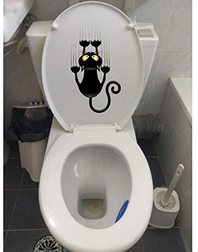 TOSSPER Toilettes Decal Sticker Art Autocollants Drôle Griffe De Chat Autocollant pour La Maison De Mur Salle De Bain Stickers