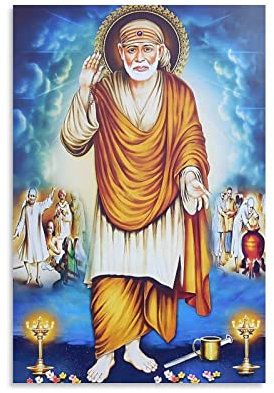 Shirdi Sai Baba Hinduismus Poster Indische Götter Religiöse Ritualkultur Leinwand Geschenke Bild Malerei Poster Raumdekoration Heimdekoration 30 x 45 cm