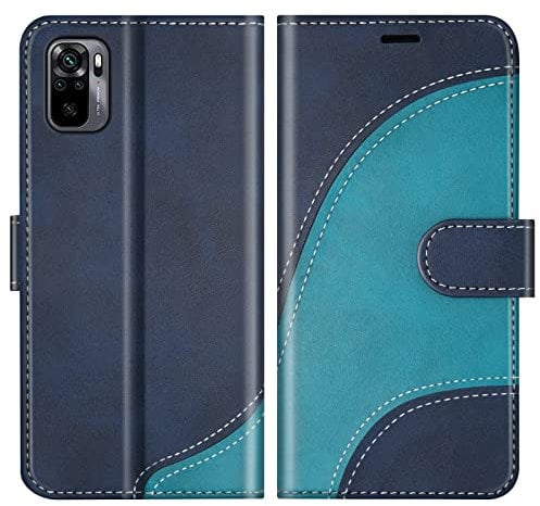 BoxTii Coque pour Xiaomi Redmi Note 10 4G / Redmi Note 10S, Portefeuille Etui en Cuir PU, Magnétique Protection Housse Coque pour Xiaomi Redmi Note 10 4G / Redmi Note 10S, Bleu