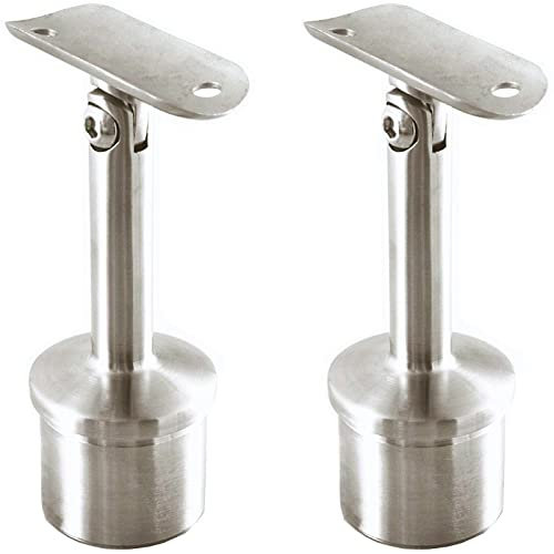 2 x Edelstahl Handlaufträger, mit Gelenk, Handlaufhalter für Pfostenmontage, V2A, für Ø 42,4 mm Handlauf