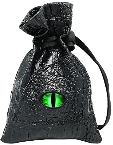 Haxtec Dragon Eye PU-Leder-Kordelzug Tasche,DND Würfelbeutel,Grün/S | Drachenaugen-Design, Kordelzug, Aufbewahrungstasche für Würfel, Münzen & Zubehör, ideal für D&D, Pathfinder & TTRPG-Spieler