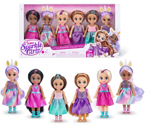 SPARKLE GIRLZ Prinzessin, Modepuppen zum Sammeln, Prinzessinnen-Anziehpuppen (6er-Pack)