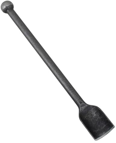 D&O Brecheisen (geschmiedeter Borstahl) mit Meißel (rund) und Kugelkopf Gesamtlänge 62 cm - Perfekt zum Löcher bohren in härtere Böden, Brechstange, Hebelwerkzeug, Bodenverarbeitung
