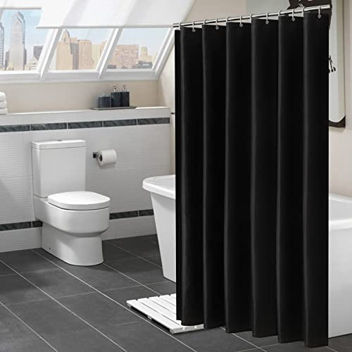 Rideau de Douche, 240x200cm, Simple Moderne, Noir, Polyester, Rideau De Baignoire Anti-moisissure avec Anneaux