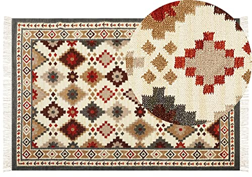 Kelim-Teppich Wolle bunt 200 x 300 cm handgewebt Muster orientalisch Ghukasavan