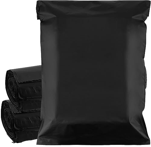 CHUEHKAK 100 Stück Versandbeutel für Kleidung, Versandtüten, 34 x 47cm, Versandtaschen Plastik, Wasserfest, Schwarz, Selbstklebend, Blickdicht Versandtueten, für Kleidung und Warentransport