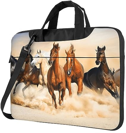 Laptoptasche, Laptoptasche, 33 cm (13 Zoll), Computertaschen, Pferde, Force Running, bedruckt, gepolsterte Hülle für Damen und Herren