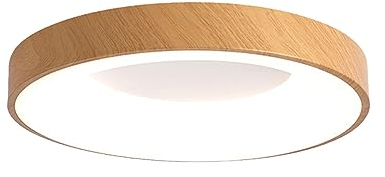 LUOYAOB Deckenlampe Japanischer Stil Holzmaserung Deckenleuchte Moderne minimalistische runde LED-Deckenleuchten for Wohnzimmer Schlafzimmer Küche Flur Waschküche (Color : Warm Light, Size : 50cm)