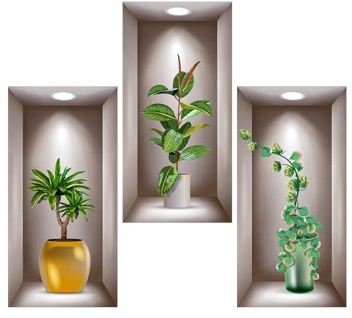 Bahan alamy 3 adesivi da parete 3D, per camera da letto, ufficio, cucina, decorazione da parete (40 x 20 cm)