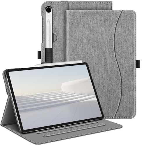 Fintie Hülle für Samsung Galaxy Tab S10 FE/S9 FE 10.9/S9 11 Tablet, Multi-Winkel Folio Schutzhülle mit Dokumentenfach und Auto Schlaf/Wach Funktion, Grau
