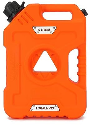 Tucool Racing 5L Portable Fuel Drum Canister Gasoline Container Reserve Plastic Petrol Tank Diesel Storage Can Fit for Motorcycle SUV ATV Cars Boat Offroad (5L Orange Tank with Bracket)