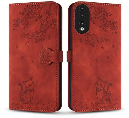 Vaitasy Coque pour Honor 90 5G, Mince Souple Cuir PU Étui avec Magnétique Flip Portefeuille Housse pour Honor 90 5g - Chat Café