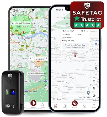 SafeTag Mini 4G - Mini Localizzatore GPS Ricaricabile 4G LTE, Auto, Moto, ecc. 34-205 Paesi, Monitoraggio e Notifiche in Tempo Reale, Prova Gratuita di 7 Giorni - SIM Inclusa, 12 Mesi di Garanzia (4G)