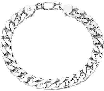 KnBoB Schmuck Armreif, Herren und Damen 925 Silber Armband Panzerkette Geschenk 19 cm
